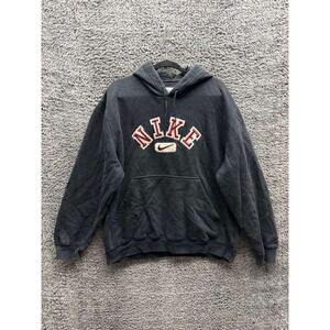 Vintage Y2K Nike Center Swoosh Embroidered Pullover Hoodie Black Mens Size L